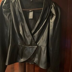 Faux leather wrap top from express